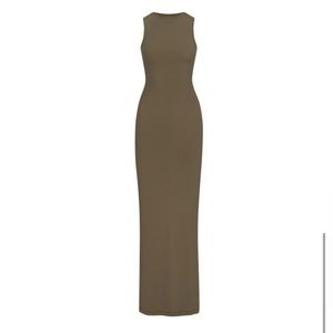 SKIMS Soft Lounge Ribbed Army Green Maxi Dress